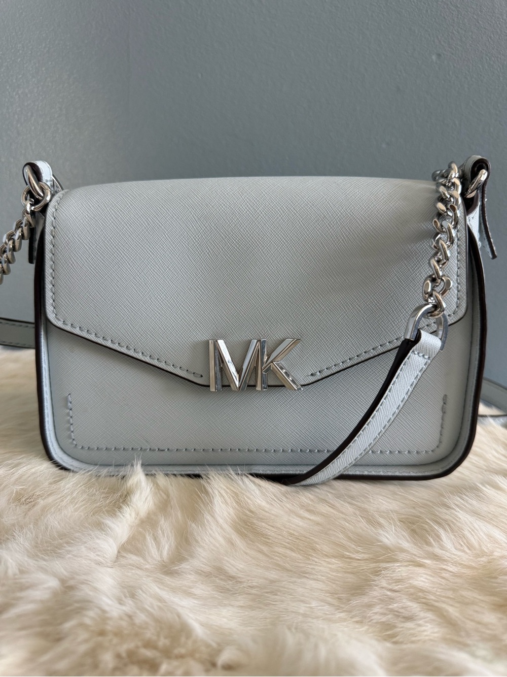 Michael Kors Sylvia Soft Sky Small Flap Leather Crossbody